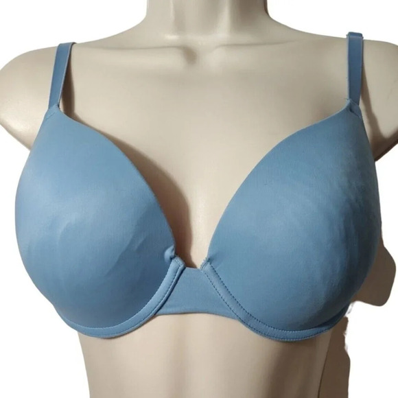 Victorias Secret PINK Wear Everywhere Push Up Bra Women Size 32DD Blue Underwire - Picture 1 of 10